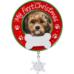 Flash Sale Personalized Dog's First Christmas Picture Frame Ornament Picture Frames