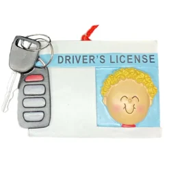 Store Personalized Driver's License With Key Fob Ornament - Male, Blonde New Drivers