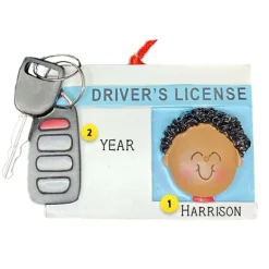 Shop Personalized Driver's License With Key Fob Ornament - African American Male New Drivers