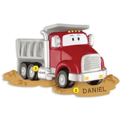 Hot PolarX Personalized Dump Truck With Face Ornament - Red