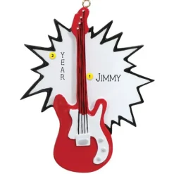 New Personalized Electric Guitar Ornament - Red Music