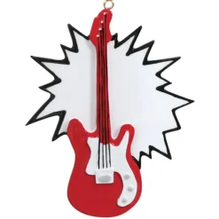 New Personalized Electric Guitar Ornament - Red Music