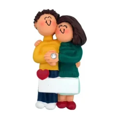 Shop Personalized Engaged Couple Ornament - Male, Brown Hair And Female, Brown Hair Engaged, Wedding, & Anniversary