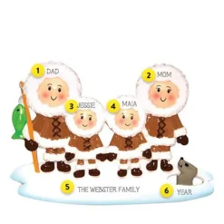 Shop PolarX Personalized Eskimo Family Of 4 Ornament