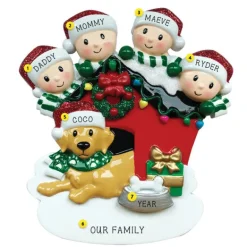 New PolarX Personalized Family Of 4 With Dog Ornament