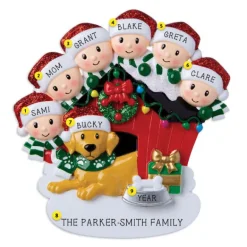 Fashion PolarX Personalized Family Of 6 With Dog Ornament
