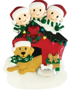 Cheap PolarX Personalized Family Of 3 With Dog Ornament