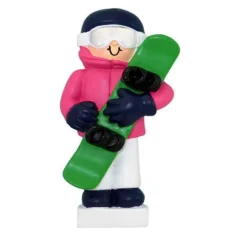 New Ornament Central Personalized Female Snowboarder Ornament