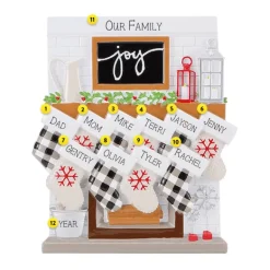 Store PolarX Personalized Fireplace Mantel Family Of 10 Ornament