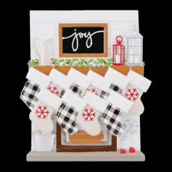 Store PolarX Personalized Fireplace Mantel Family Of 10 Ornament