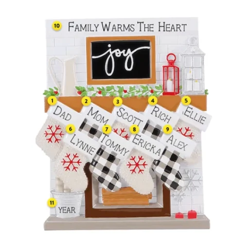 Discount PolarX Personalized Fireplace Mantel Family Of 9 Ornament