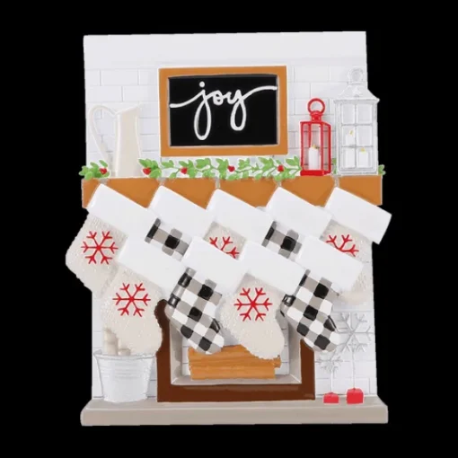 Discount PolarX Personalized Fireplace Mantel Family Of 9 Ornament