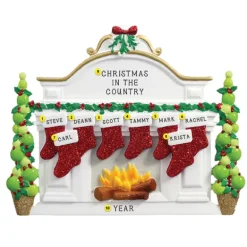 Discount Personalized Fireplace Mantel With Stockings Family Of 8 Table Top Decoration Table Tops