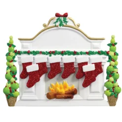 Discount Personalized Fireplace Mantel With Stockings Family Of 8 Table Top Decoration Table Tops