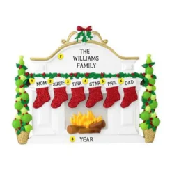 Shop Personalized Fireplace Mantel With Stockings Family Of 6 Table Top Decoration Table Tops