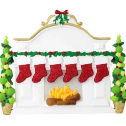 Shop Personalized Fireplace Mantel With Stockings Family Of 6 Table Top Decoration Table Tops