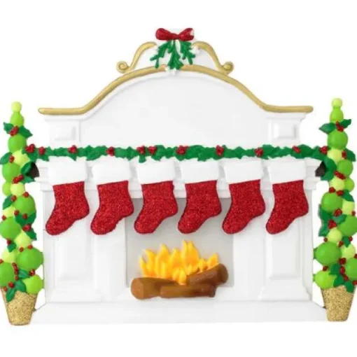 Shop Personalized Fireplace Mantel With Stockings Family Of 6 Table Top Decoration Table Tops