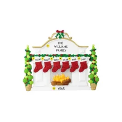 Shop Personalized Fireplace Mantel With Stockings Family Of 6 Table Top Decoration Table Tops