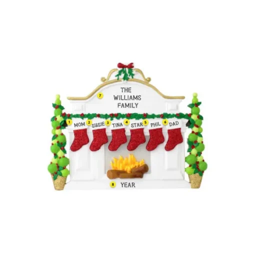 Shop Personalized Fireplace Mantel With Stockings Family Of 6 Table Top Decoration Table Tops