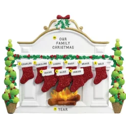 New Personalized Fireplace Mantel Stockings Family Of 9 Table Top Decoration Table Tops