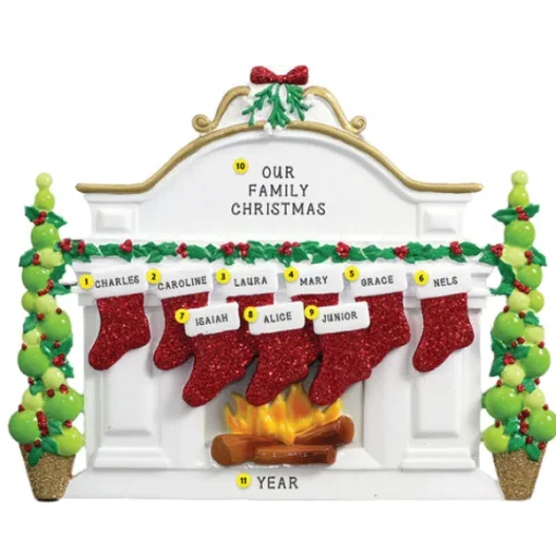 New Personalized Fireplace Mantel Stockings Family Of 9 Table Top Decoration Table Tops