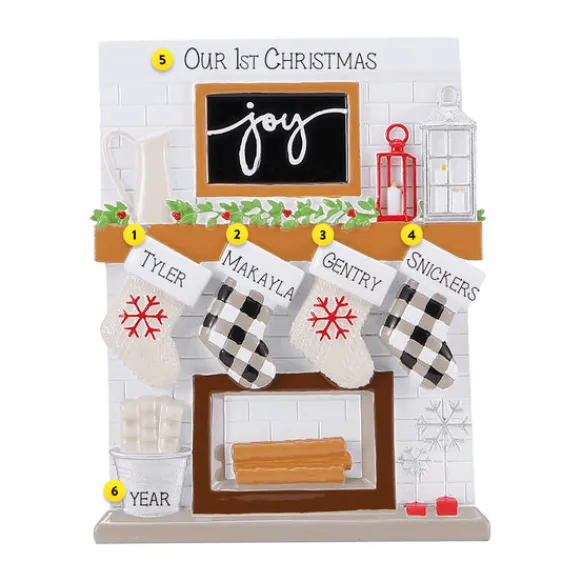 Sale PolarX Personalized Fireplace Mantel Family Of 4 Ornament