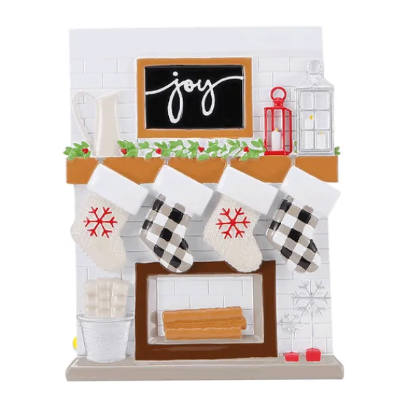 Sale PolarX Personalized Fireplace Mantel Family Of 4 Ornament