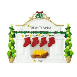 Sale Personalized Fireplace Mantel With Stockings Family Of 4 Table Top Decoration Table Tops