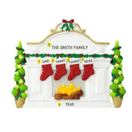Sale Personalized Fireplace Mantel With Stockings Family Of 4 Table Top Decoration Table Tops