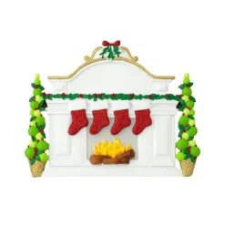 Sale Personalized Fireplace Mantel With Stockings Family Of 4 Table Top Decoration Table Tops