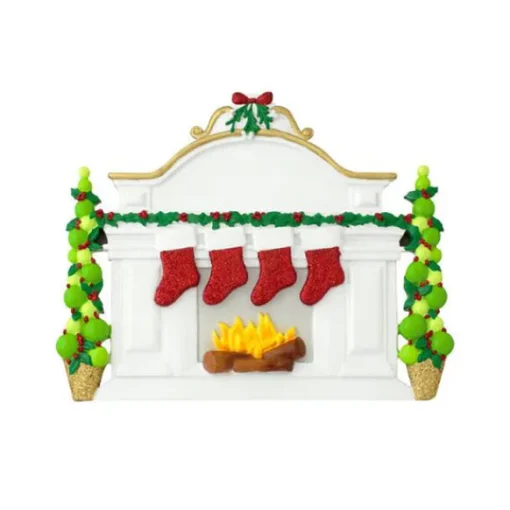 Sale Personalized Fireplace Mantel With Stockings Family Of 4 Table Top Decoration Table Tops