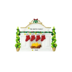 Sale Personalized Fireplace Mantel With Stockings Family Of 4 Table Top Decoration Table Tops