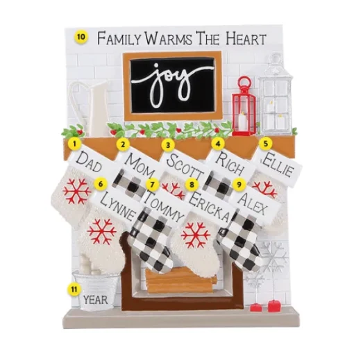 Shop Personalized Fireplace Mantel Family Of 9 Ornament Home & Housewarming