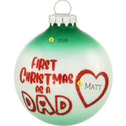 Clearance Personalized "First Christmas As A Dad" Glass Bulb Ornament Expecting & New Family