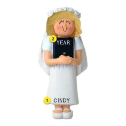 Clearance Personalized First Communion Ornament - Female, Blonde Hair Angels & Religious