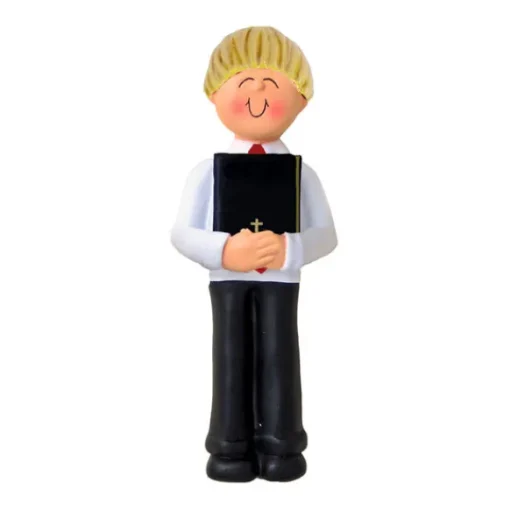 New Personalized First Communion Ornament - Male, Blonde Hair Angels & Religious