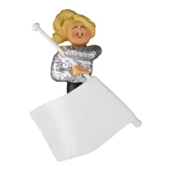 Clearance Ornament Central Personalized Flag Twirler Ornament - Female, Blonde Hair