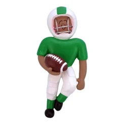 Clearance Ornament Central Personalized Football Player Ornament - African-American Male, Green Uniform