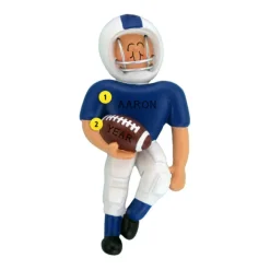 Hot Ornament Central Personalized Football Player Ornament - Male, Blue Uniform