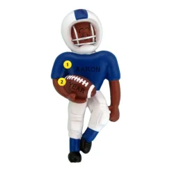 Cheap Ornament Central Personalized Football Player Ornament - African-American Male, Blue Uniform