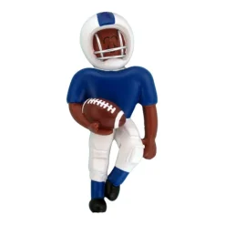 Cheap Ornament Central Personalized Football Player Ornament - African-American Male, Blue Uniform