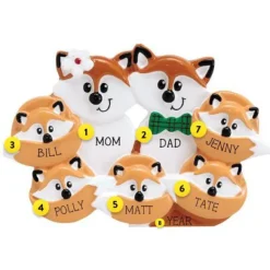 Store Rudolph & Me Personalized Fox Family Of 7 Ornament