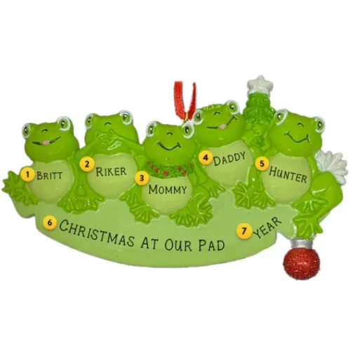 Online Rudolph & Me Personalized Frog Family Of 5 Ornament
