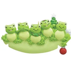 Online Rudolph & Me Personalized Frog Family Of 5 Ornament