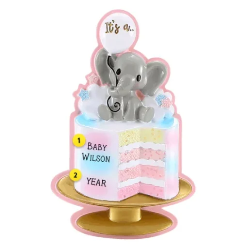Flash Sale Personalized Gender Reveal Cake Ornament - Pink Baby