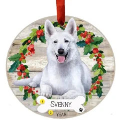 Clearance E & S Imports Personalized German Shepherd Ornament - White