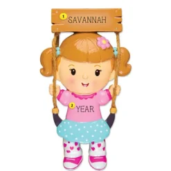Clearance Personalized Girl On Swing Ornament Growing Up
