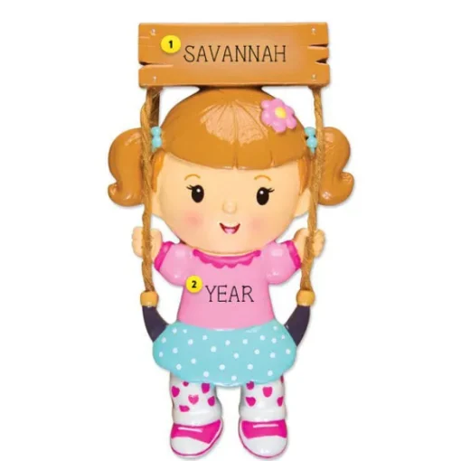Clearance Personalized Girl On Swing Ornament Growing Up