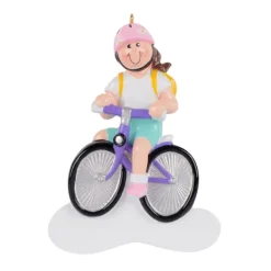 Fashion Personalized Girl Riding Bike Ornament - Brunette Growing Up