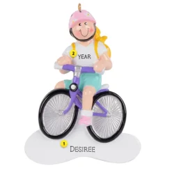 Hot Rudolph & Me Personalized Girl Riding Bike Ornament - Blonde